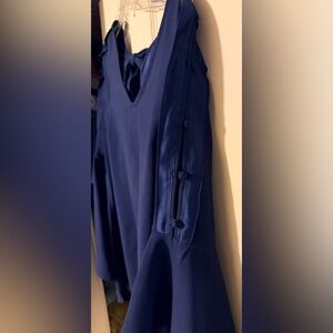 Women’s Lane Bryant Sz 14/16 Navy Blue 3/4 Belle Sleeve Blouse Button Detail